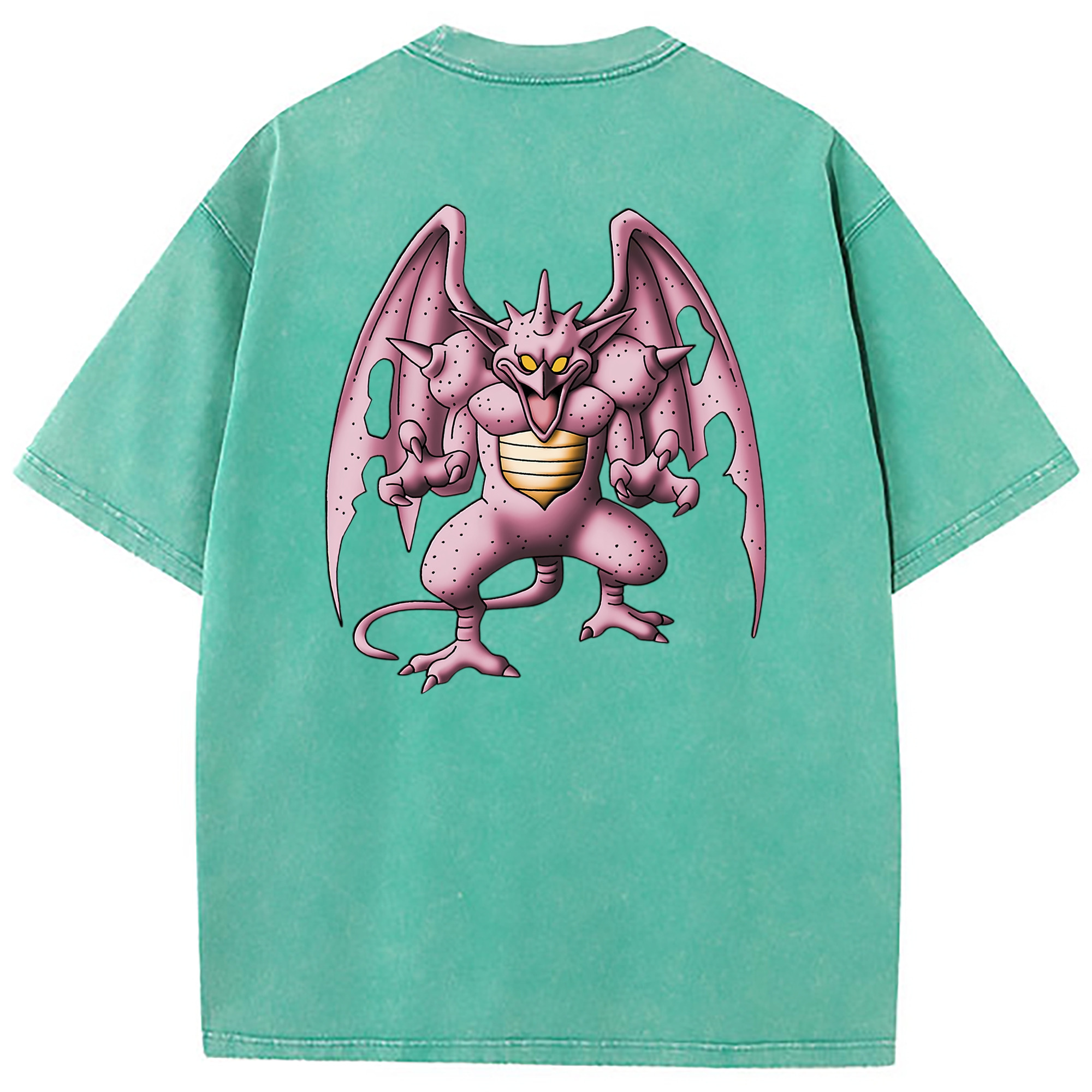 （画像用） ドラゴンクエスト Doragon Kuesuto Dragon Quest 綿100% ヴィンテージ風 半袖Tシャツ（背面プリント）
